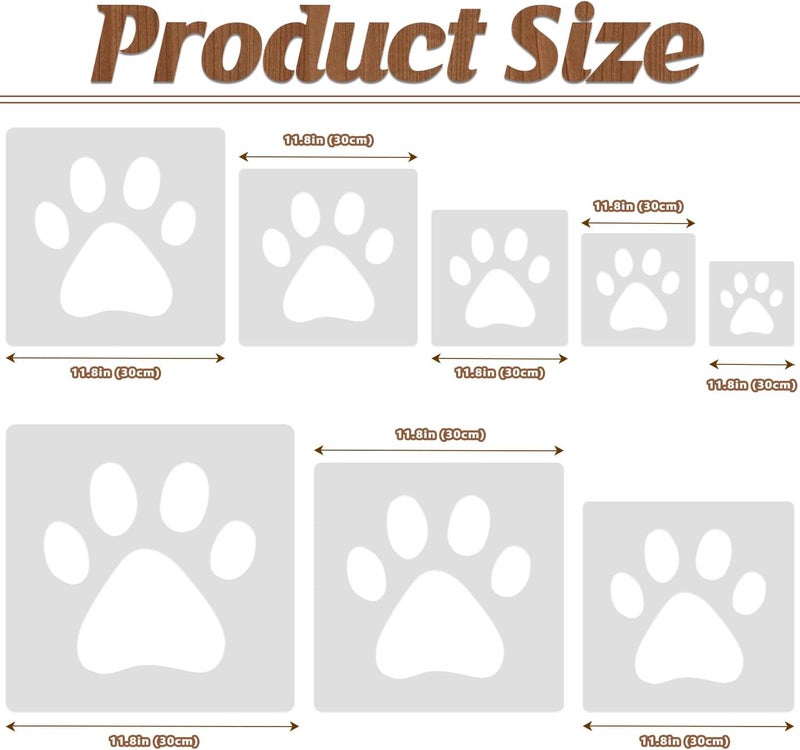 Resflyar 8 PCS Dog Paw Stencils, Animal Paw Paint Stencil Reusable Templates for Painting on Wood, 8 Sizes Bear Paw Plastic Stencils Set for Paper Art Fabric Tile Wall Room Home DIY Craft Decoration - Image 2